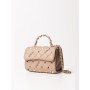 Gaelle borsa mini in ecopelle matelassè con logo beige