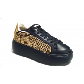 Sneakers Barracuda PELLE NERO rifiniture oro