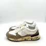 Sneakers Premiata Uomo camoscio Beige e Tela Bianca art. Landeck 6406