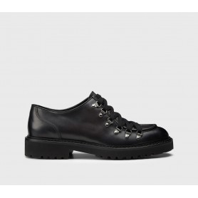 DOUCAL'S STRINGATA IN PELLE “GRAFITE” CON LACCI IN LANA