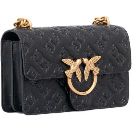 Pinko Borsa love one mini tracolla logo imprimè 100074 A1YB Z99Q BLACK
