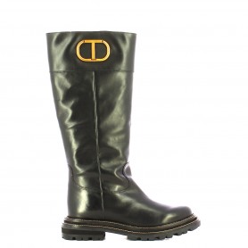 Twinset Milano Stivale con logo Oval T Nero