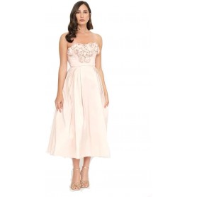 Elisabetta FRANCHI Abito Rosa Baby in Gabardina con Rose Ricamate Tg 44