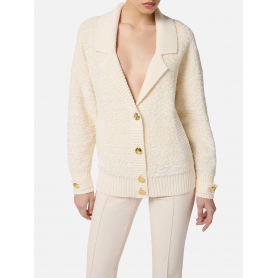 Elisabetta Franchi CARDIGAN IN CINIGLIA BOUCLÉ CON BOTTONI GIOIELLO ELISABETTA FRANCHI Tg 38